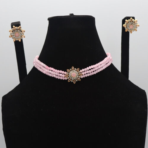 Daisy Kundan Choker set Pink