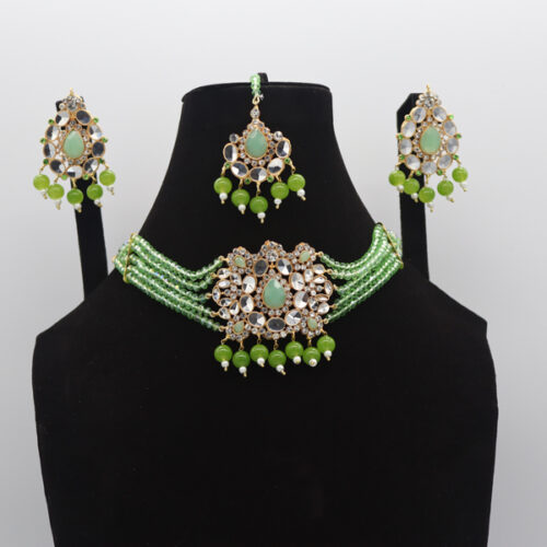 GulBahar Kundan Choker Set Green