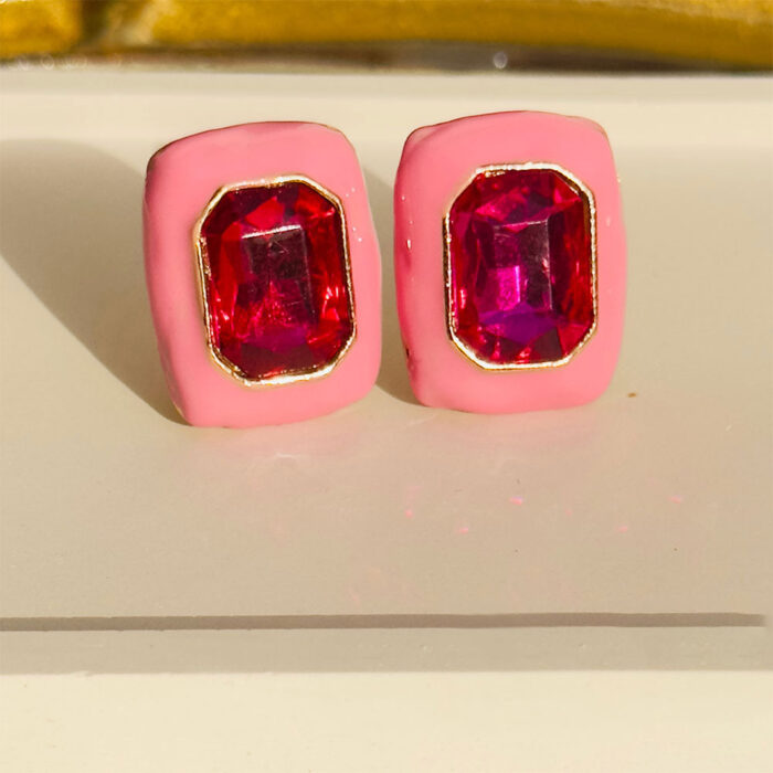 Crystal Candy Ear Studs - Light Pink