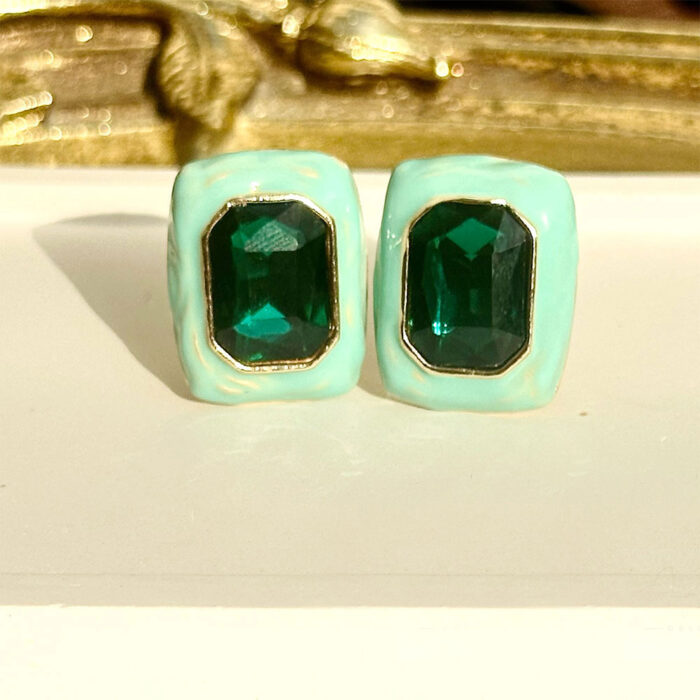 Crystal Candy Ear Studs - Mint Green