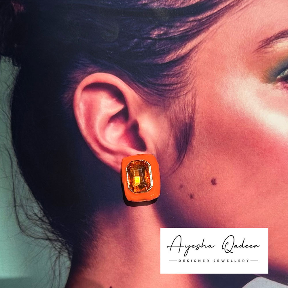 Crystal Candy Ear Studs Orange