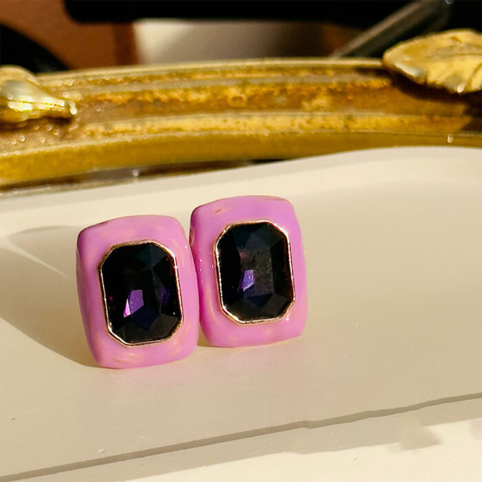 Crystal Candy Ear Studs Purple Lialac