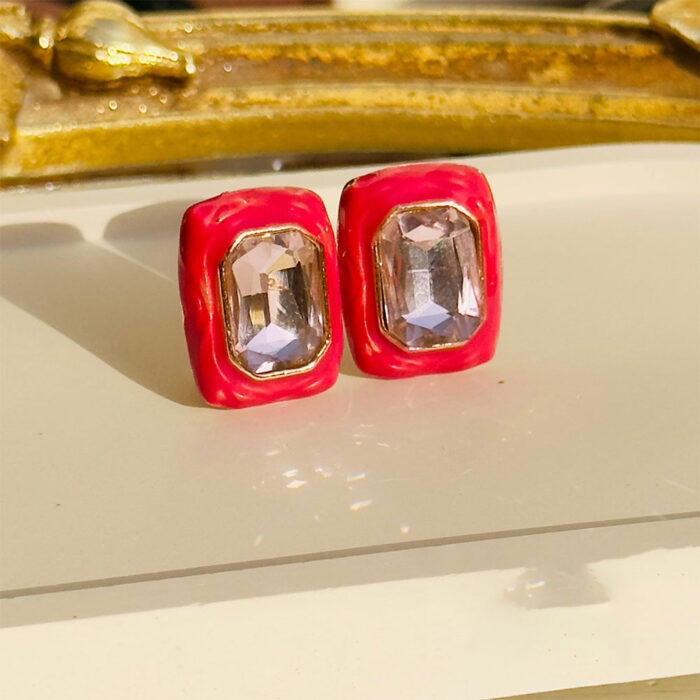 Crystal Candy Ear Studs Red for sale