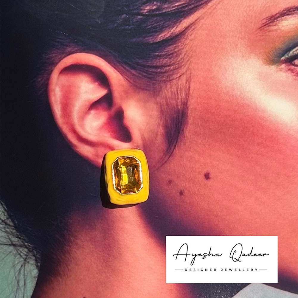 Crystal Candy Ear Studs Yellow