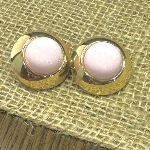 Faux Pearl with Golden Edges Ear Studs - Light Pink