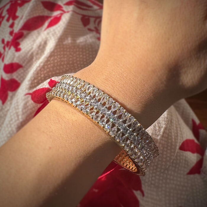 Meesha Bangles White Zircons