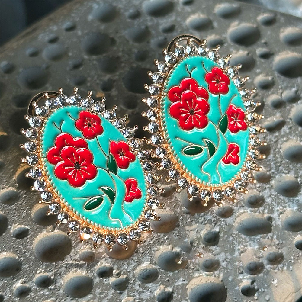 Summer Bloom Ear Studs - Cyan