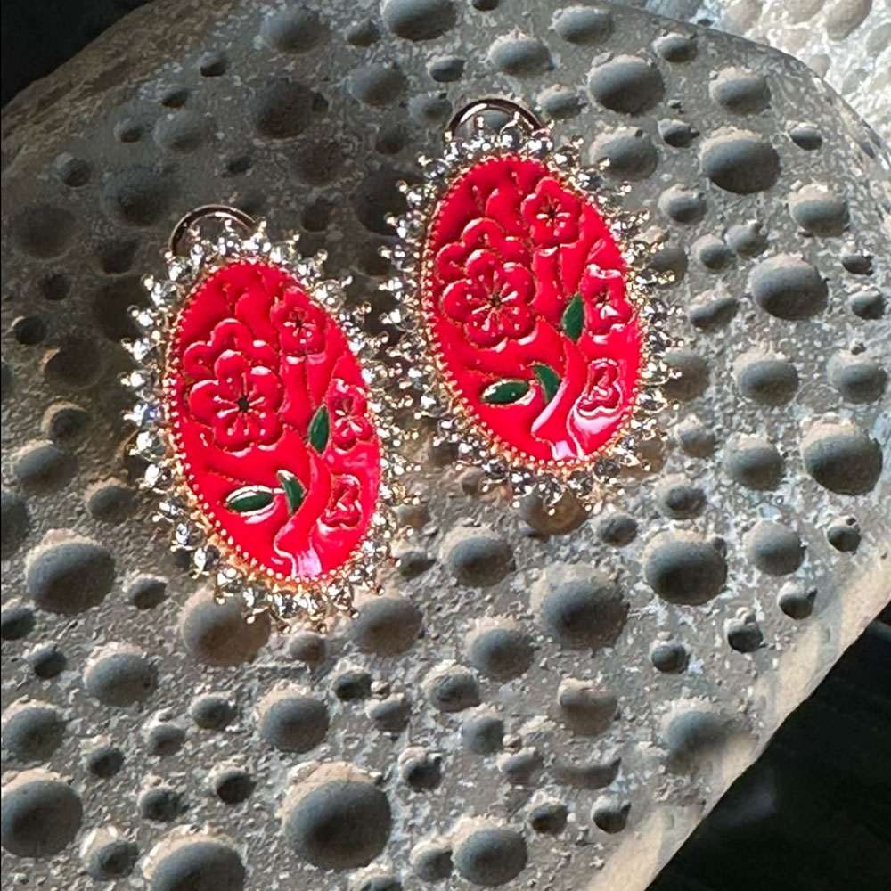 Summer Bloom Ear Studs Red