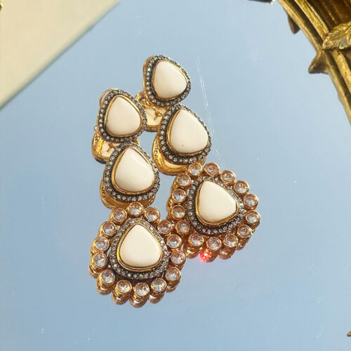 Suraj Dali Kundan Earings White