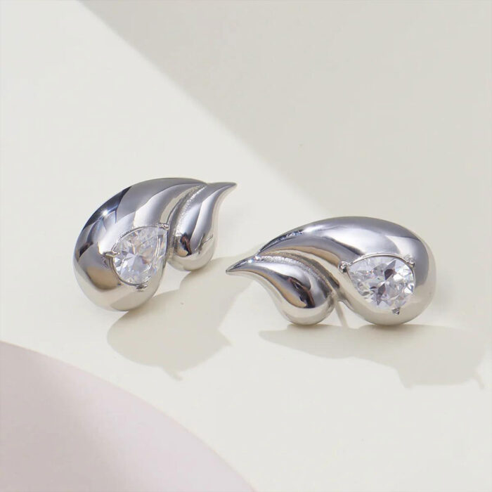 Double Dew Drops Ear Studs , Double Dew Drops Ear Studs silver